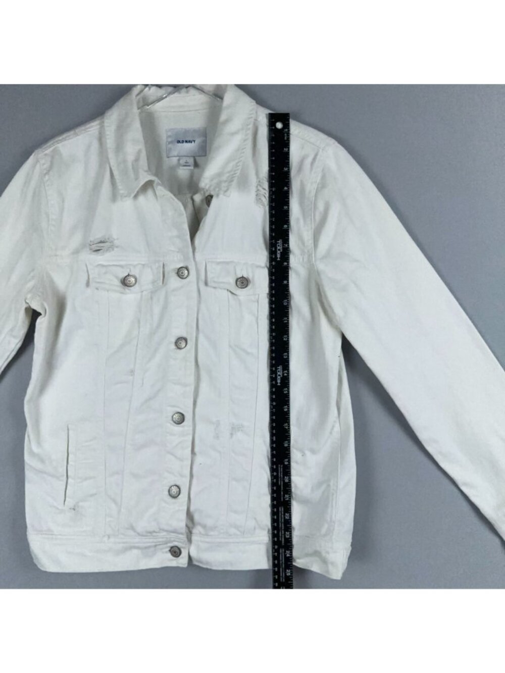 Old Navy Tucker Jacket Size Large Tall White 100% Cotton Button-Front - Picture 9 of 14